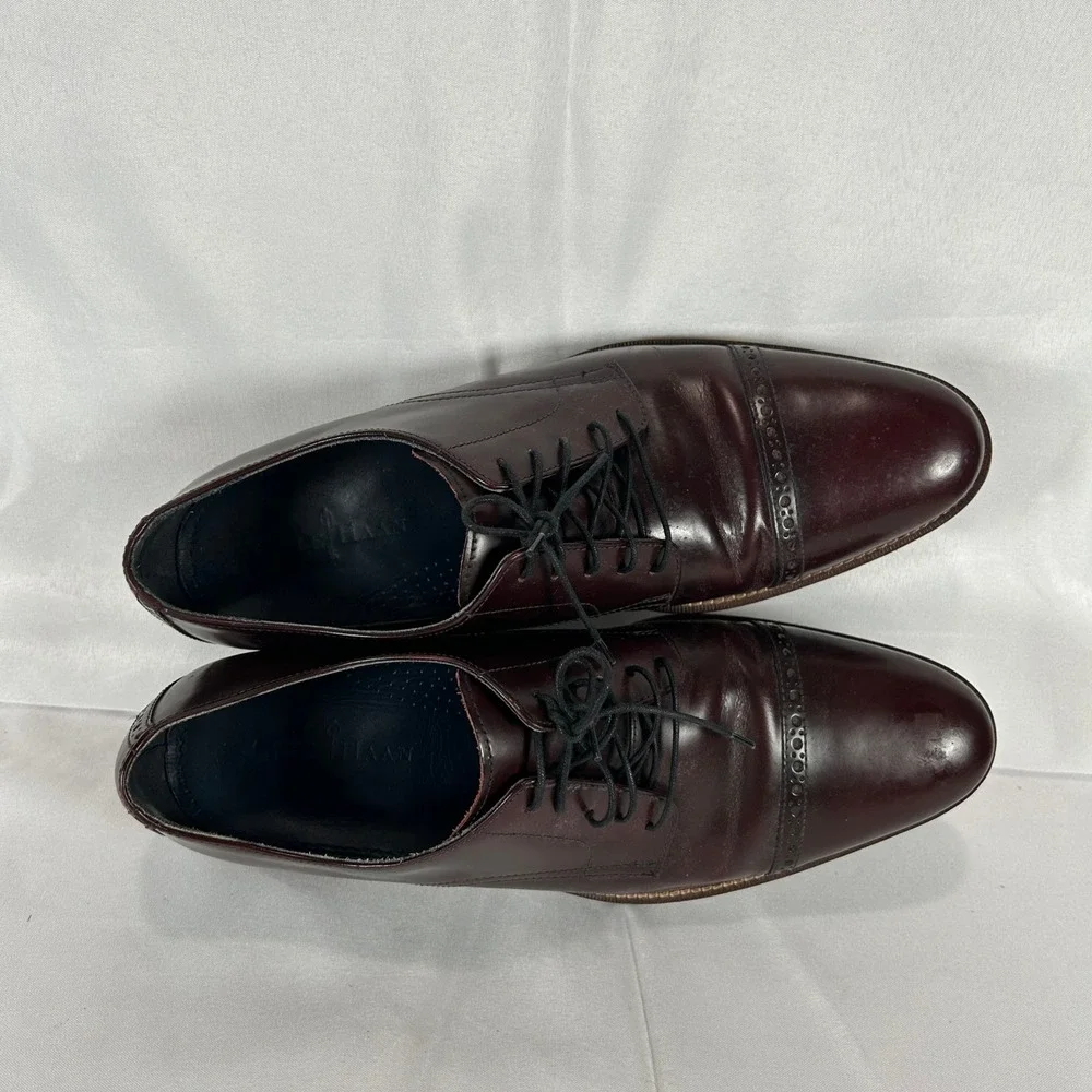 Cole Haan Mens C10840 Burgundy Leather Cap Toe Derby Dress Shoe Air Size 11